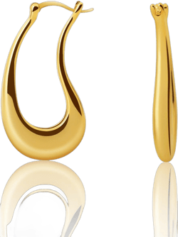 Chunky Gold Hoop Earrings for Women, 18k Gold Plated Hoop Earrings Trendy Chunky Gold Hoops Earrings Hypoallergenic Dainty Gold Jewelry for Women