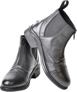 Rhinegold Women Kentucky Zip Front LEATHER PADDOCK BOOTS - Durable, Non-Slip Yard Boots for Horse Riding - Unisex Equestrian Ankle Boots, Black women 2 Black