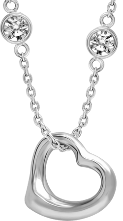 LeCalla 925 Sterling Silver Necklace Jewelry Lightweight Pendant with 18 inches Chain Necklace for Women Teen Rhodium CZ Heart