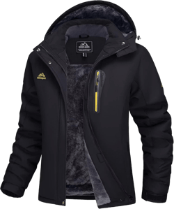 MAGCOMSEN Women's Ski Jackets Water Resistant Insulated Snow Jcakets Windproof Fleece Lined Winter Coats with Hood XX-Large Black