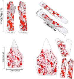 Halloween Bloody Butcher Costume Set - Chef Apron Gloves Stockings - Halloween Bloody Costume Horror Set Scary Blood Handprint Costume Party Costume Prop
