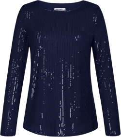 GRACE KARIN Sequin Tops for Women Sparkly Top Long Sleeve Glitter Evening Party Blouses Navy Blue M