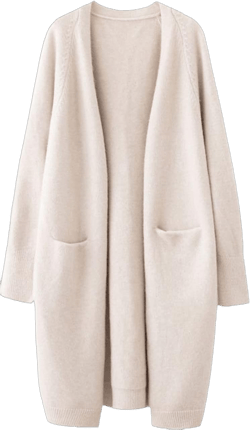 Lazy V-Neck Oversize Long Sweater Cardigans Jacket Coat Women Outwear One Size Beige