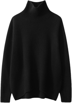 Fulbant 2023 Autumn and Winter Women's Turtleneck Cashmere Sweater Thickened Sweater X-Large Black