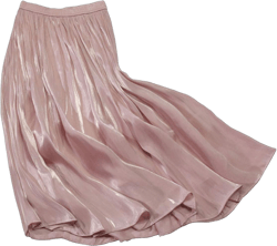 CHARTOU Womens Silky Lustrous Elastic Waist Pleated Accordion Midi Long Skirts One Size Pink