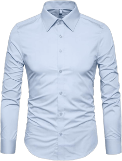 Manwan walk Men's Slim Fit Business Casual Cotton Long Sleeves Solid Button Down Dress Shirts Medium Light Blue