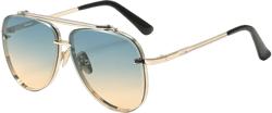 FEISEDY Oversized Aviator Sunglasses for Men Women Vintage Sun Glasses Metal Frame Gradient Shades B0105 Gold Frame/Gradient Blue Lens Gradient Blue