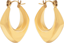 Alilang Women's Gold Tone Hoop Earrings with Sculptural Modern Geometric Design- Gold