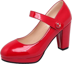 Agodor Women's Goth Mary Jane Lolita Platform Shoes Chunky High Heel Round Toe Patent Leather Pumps 11 Red