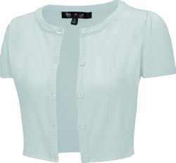 YEMAK Women's Cropped Bolero Cardigan – Short Sleeve Crewneck Basic Classic Casual Button Down Knit Soft Sweater Knitted Top Light Blue Large