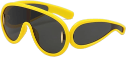 MYSNKU Oversized One Piece Sunglasses Women Men fashion Siamese Lenses Retro Design Yellow