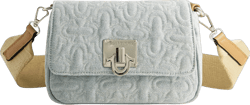 True Religion Women's Crossbody Bag, Quilted Denim Purse Handbag with Adjustable Removable Shoulder Strap Light Blue