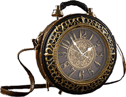 Pu Leather Handbags Fashion Real Clock Shoulder Bag Casual Women Evening Crossbody Bags,Retro Vintage Steampunk Female Messenger Bags for Women Girls (A)