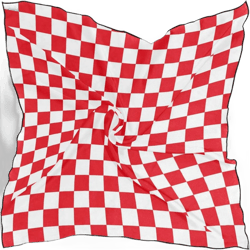 Womens Vintage Barber Pole Flag Silk Feeling Square Scarf Satin Neck Scarves Head Hair Wraps Classic Red and White Checkered One Size