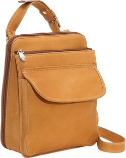 Le Donne Leather Structured Shoulder Bag - Colombian Leather Women’s Bag, 9.5” Tan