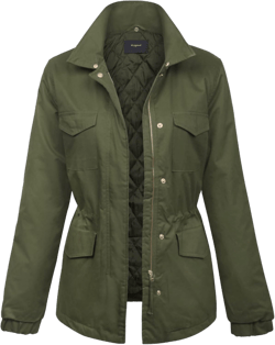 KOGMO Womens Military Anorak Safari Jacket with Pockets Large 888_olive