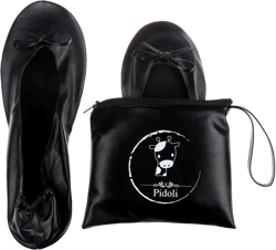 Ballet Flats Shoes -Women's Foldable Portable Travel Roll Up Shoes with Pouch 11 Black