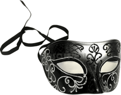 MasqStudio Black Silver Masquerade Ball Mask Pair Cosplay Prom Dance Birthday Party Wear or Deco (Male mask Only) Black Silver Male Mask Only