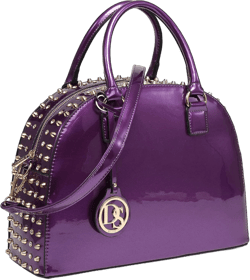 Dasein Women Patent Leather Purses Handbags Dome Satchel Purse Work Tote Structured Shoulder Bag with Long Strap Purple