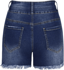 Women's Denim Shorts Casual Mid Waist Ripped Jean Shorts Frayed Rolled Hem Distressed Stretchy Short Jeans XX-Large #02 Dark Blue