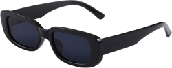 Long Keeper Small Rectangle Sunglasses Women UV 400 Retro Square Driving Glasses Black Black
