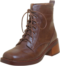 TinaCus Women's Handmade Genuine Leather Square Toe Lace Up Block Heel Combat Boots Ankle Boots 5.5 Brown