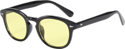 Retro Round Oval Sunglasses For Men Women Trendy Vintage Circle Glasses Tint Lens Colorful See Through UV400 Eyewear L(148mm/5.51in) Yellow Lens