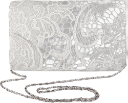 TOPCHANCES Womens Evening Clutch Ladies Floral Lace Envelope Handbags Wedding Bridal Purse Bag (White)