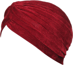 BISMAADH Soft Velvet Twisted Pleated Pre Tied Knot Readymade Turban/Pagri Chemo Cap Head Wraps-Cover for Men’s & Women’s One Size Maroon