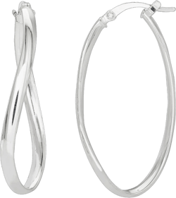 Brilliance Fine Jewelry Women’s Sterling Silver Oval Twist Hoop Earrings