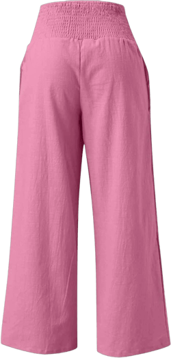 Women's Wide Leg Long Lounge Pants High Waist Drawstring Loose Light Weight Fit Casual Trousers Comfy Pants 02 Hot Pink XX-Large