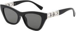 WANAKA CHAIN NOIR Retro Cat Eye Sunglasses for Women Men, TR90 Frame, Polarized Lens, UV400 Protection, Unisex
