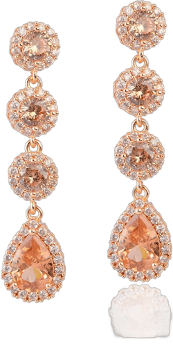 Women's Cubic Zirconia Bridal Earrings - Elegant Long Wedding Party Prom Earring for Bride Bridesmaids Crystal CZ Rhinestone Chandelier Statement Dangle Drop Earrings for girls Champagne-gold