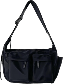 Large Nylon Crossbody Bag Lightweight Hobo Bag Shoulder Bag with Multiple Pockets Messenger Tote Bag for Women and Men Black