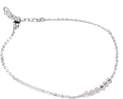 LeSilveStone Sterling silver anklet embelished with crystals from Swarovski®, adjustable chain ankle bracelet for women, simple dainty minimalist beach jewelry - Handcrafted in the USA.