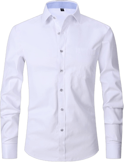Men's French Cuff Dress Shirt Slim Fit Formal Business Button Down Shirt for Men Long Sleeve Random Cufflinks Medium White