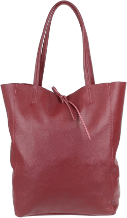 Girly HandBags Womens Open Top Genuine Leather Handbag Burgundy