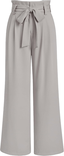 LILLUSORY Wide Leg Dress Pants Women's Paperbag High Waisted Business Casual Trousers with Removable Belt Light Grey Medium