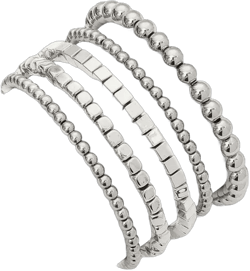 Pingyongchang Gold Plated Beaded Bracelets for Women Delicate Handmade Stackable Elegant Stretch Bead Ball Bracelets Set for Women Party Gifts Jewelry A Silver