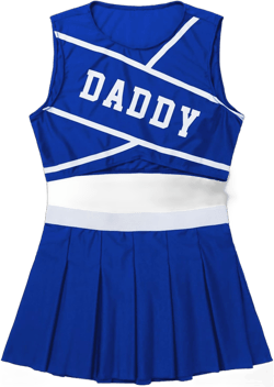 Sywiyi Womens Cheer Leader Costume Sleeveless Crewneck Daddy Print Crop Tops with Mini Skirt Set Royal_blue Small