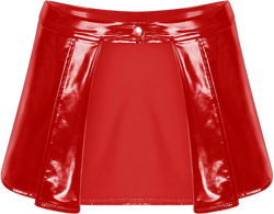 easyforever Women's Shiny Flared Pleated Mini Skater Skirt Leather Open Front Wetlook PVC Skirts 4X-Large Red