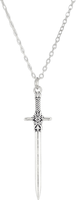 Gothic Sword Cross Necklace Punk Cool Long Dagger Knife Antiqued Silver Carved Pendant Chain Necklace for Men Women Goth Halloween Cosplay Christmas Party Rock Hip Hop Fashion Jewelry Gifts