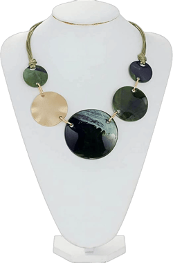 Bocar Chunky Round Acrylic Pendant Collar Large Statement Costume Necklace for Women, 22inch (NK-10665-Green)