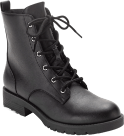 Sunstone Metal Products SUN STONE Womens Black Lace-Up Padded Frankiee Round Toe Block Heel Zip-Up Combat Boots 5 M