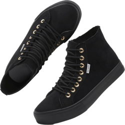 hash bubbie Women's High Top Sneakers Lace up Fashion Sneakers Suede High Tops Shoes Tennis Shoes 8.5 Full Black
