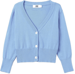 Girls Cropped Cardigan Sweater [Cute Petal Buttons] 3/4 Sleeve Short Cardigan for Dress