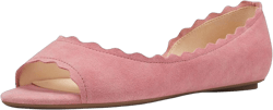 XYD Women Chic Open Peep Toe Wave Ballet Flats D'Orsay Slip On Loafers Dress Comfortable Casual Walking Shoes 5 Pink