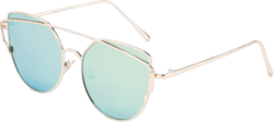 Newbee Fashion - Cat Eye Mirrored Flat Lenses Women Fashion Sunglasses Gold/Yellow Green Yellow
