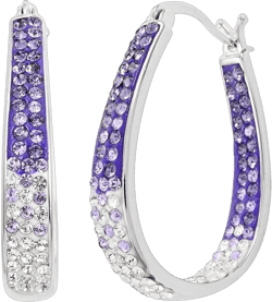 Crystal Hoop Earrings for Women - Sparkle Inside Out Dangle Earrings - Glitter Fun Trendy Jewelry Wedding Anniversary Birthday Gifts for Her Purple-White