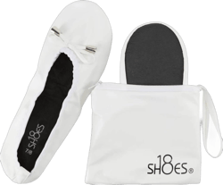 Shoes 18 Women's Foldable Portable Travel Ballet Flat Shoes w/Matching Carrying Case 1180 White 5/6